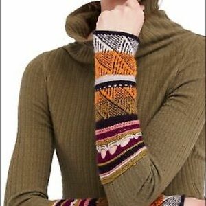 Free people Mixed-up cuff sweater,army combo green